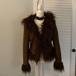 Urban Outfitters Y2K Faux Fur Trim Jacket